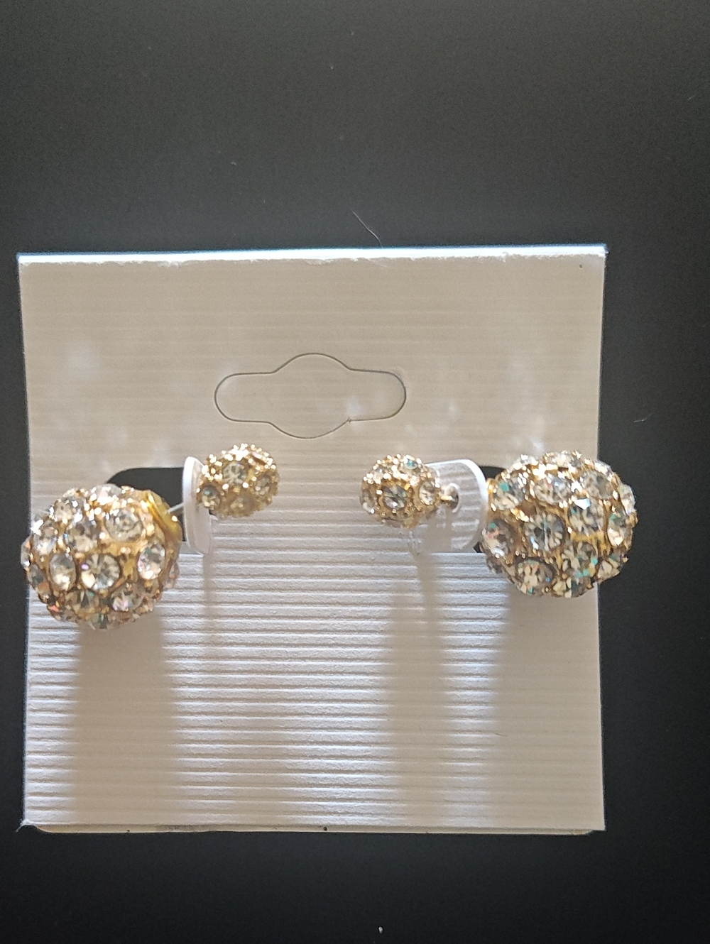 Gold Crystal Pave Double-Sided Stud Earrings
